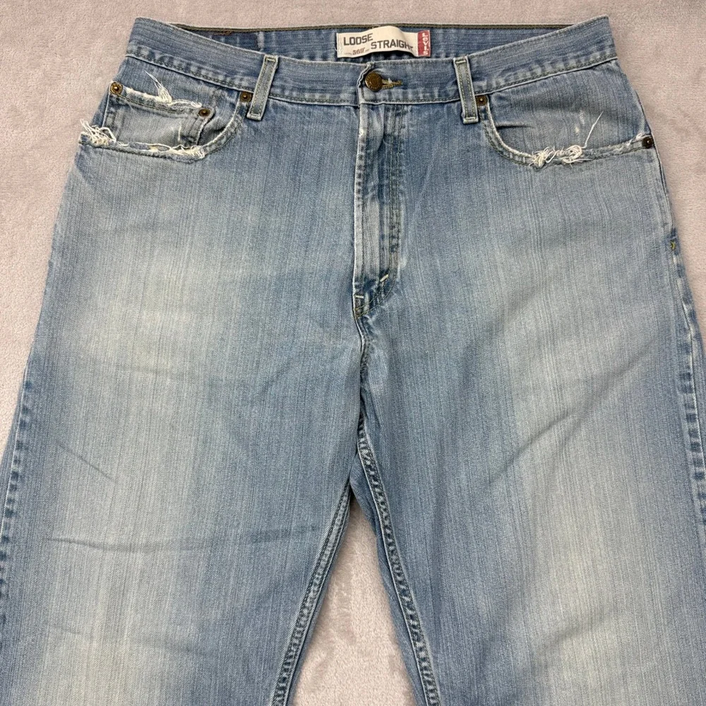 VTG Levi's 569 Loose Straight Jeans Mens 34x32 Light Wash Blue Baggy Denim Y2K